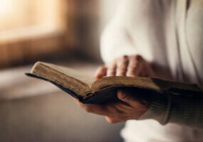 Unrecognizable,Woman,Holding,A,Bible,In,Her,Hands,And,Praying